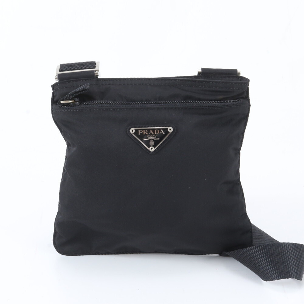 Prada Tessuto Nylon Triangle Logo Shoulder Bag Messenger Black Men's
